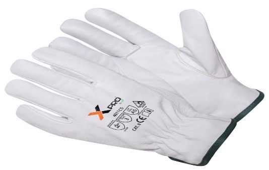 XPRO Alif Cut Pro 4011 white goat grain leather driver glove, ANSI cut level A6