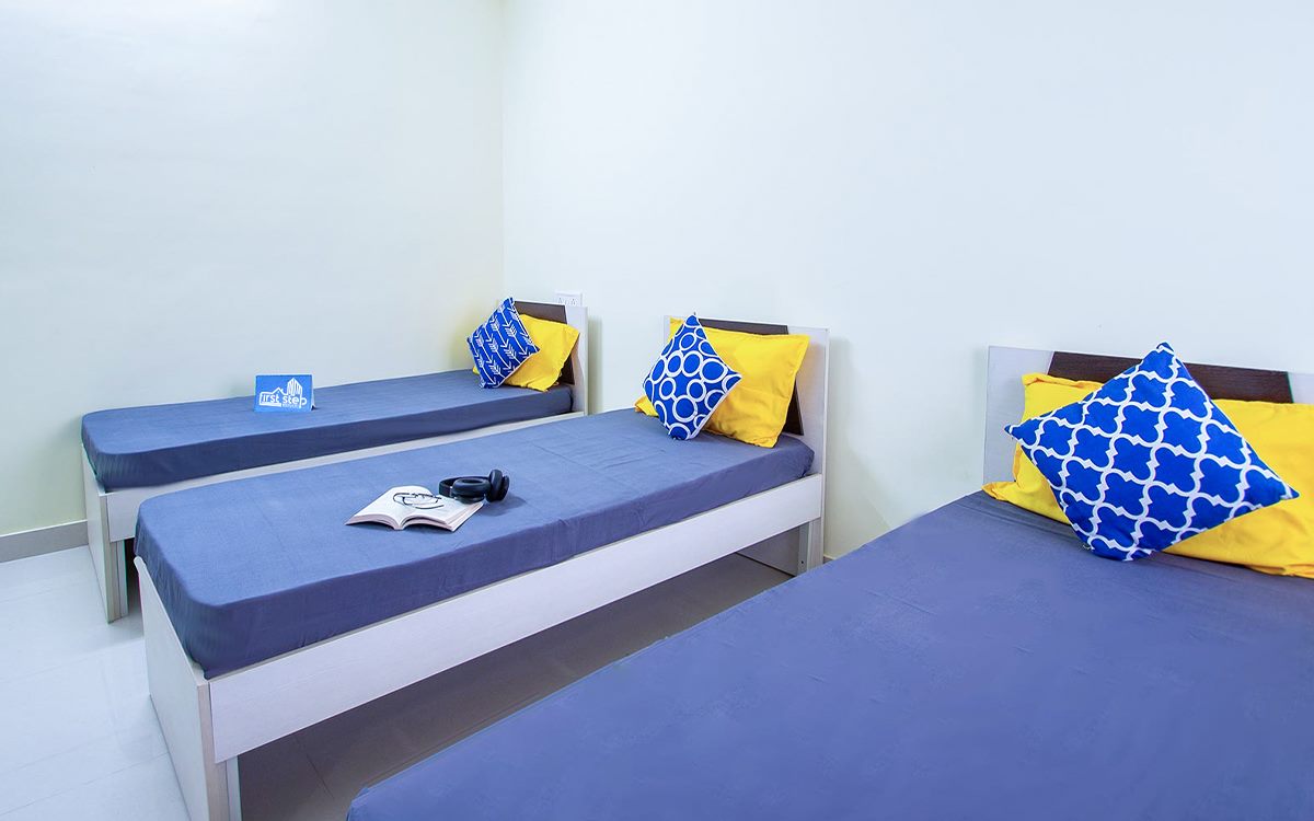 Labour camp accommodation with bunk beds and bedding